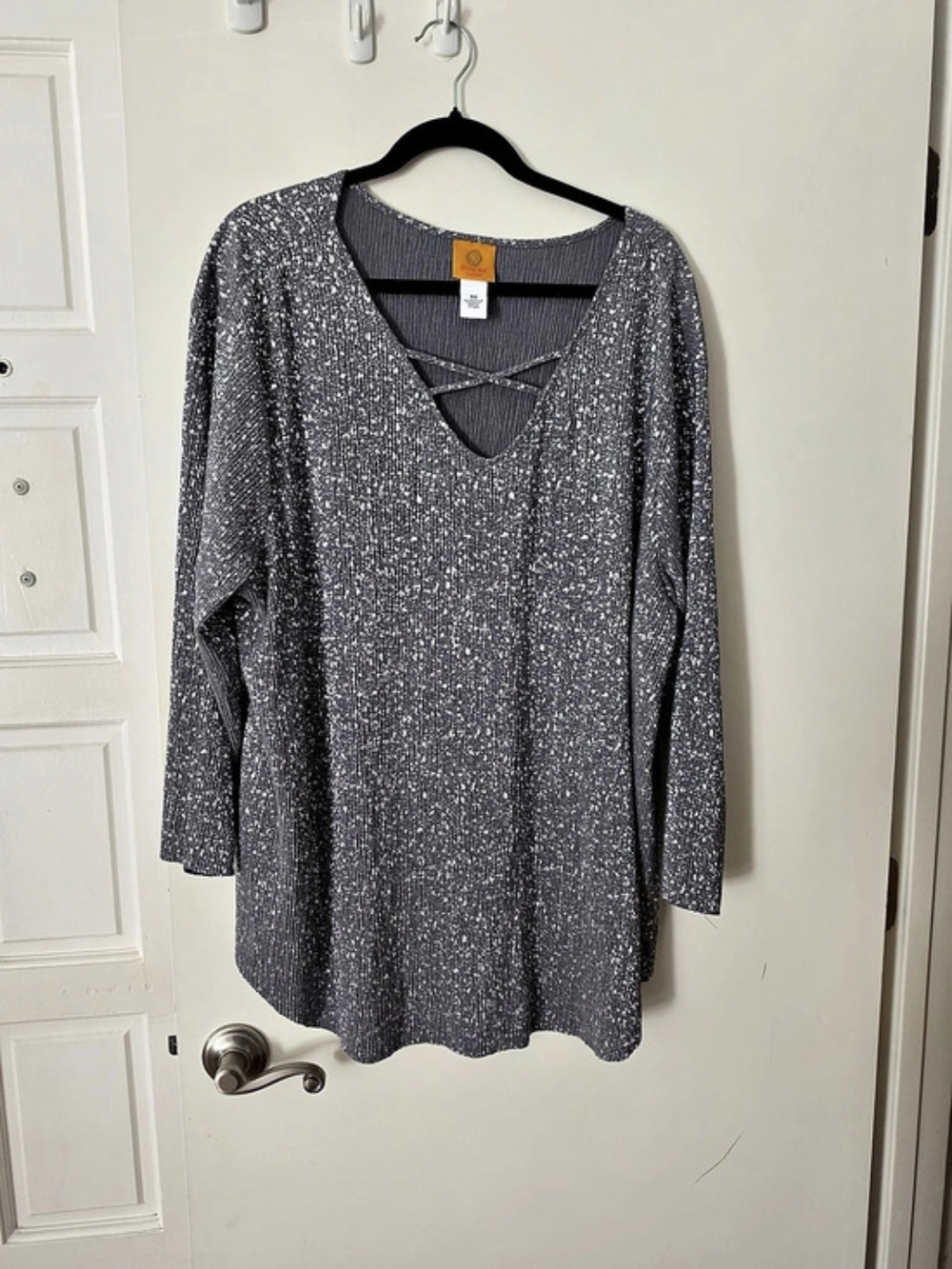 Ruby Rd. Long Sleeve Tunic Gray Silver 3X Like New